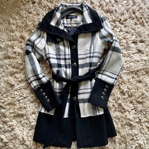 Adorable Black And White Wool Coat by Black Rivet